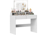 Storage Dressing Table, with LED Light Mirror - White T3398P343016