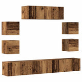 7 Piece TV Cabinet Set Wall-mounted Old Wood Engineered Wood 3329015