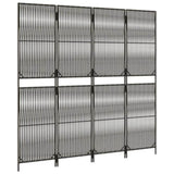 Room Divider 4 Panels Grey Poly Rattan 365378