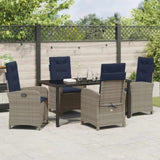 Garden Dining Set with Cushion 5 pcs Grey Poly Rattan 3380354