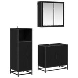 Bathroom Furniture Set 3 pcs Black Oak Engineered Wood 3402368