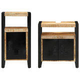 Bathroom Furniture Set 2 pcs Brown Soild Rough Mango Wood 3305602