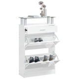 Shoe Cabinet High Gloss White 63x24x104 cm Engineered Wood 342566