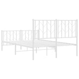Metal Bed Frame without Mattress with Footboard White 120x200cm 374502