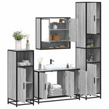 ZNTS 4 Piece Bathroom Furniture Set Grey Sonoma Engineered Wood 3301223