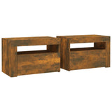 ZNTS Bedside Cabinets 2 pcs with LEDs Smoked Oak 60x35x40 cm 3144972