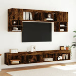 6 Piece TV Wall Units with LED Smoked Oak Engineered Wood 3216708