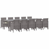 Garden Dining Set with Cushion 11 pcs Light grey and Cream 3378771