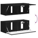 TV Cabinet Set Wall-mounted 4 pcs Black Engineered Wood 3409007