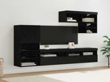 TV Wall Units Wall-mounted 6 pcs Black Oak Engineered Wood 3402976