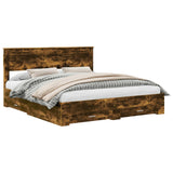 Bed Frame with Drawer Smoked Oak 200 x 200 cm Engineered Wood 3409956
