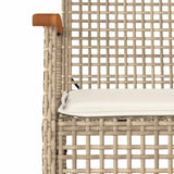 Garden Chairs with Cushions 2 pcs Beige Poly Rattan Acacia Wood 366249