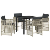 Garden Dining Set 5 pcs Light Grey Powder-Coated Steel 3380665