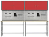 Work Bench Set with Lock 8 pcs Red and Grey Powder-Coated Steel 3321501