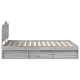 Bed Frame Grey Sonoma 150 x 200 cm Solid Pine Wood 3413295
