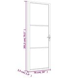 Interior Door 76x201.5 cm White Matt Glass and Aluminium 350576