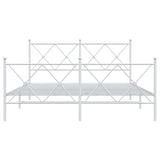 Metal Bed Frame without Mattress with Footboard White 150x200cm 376571