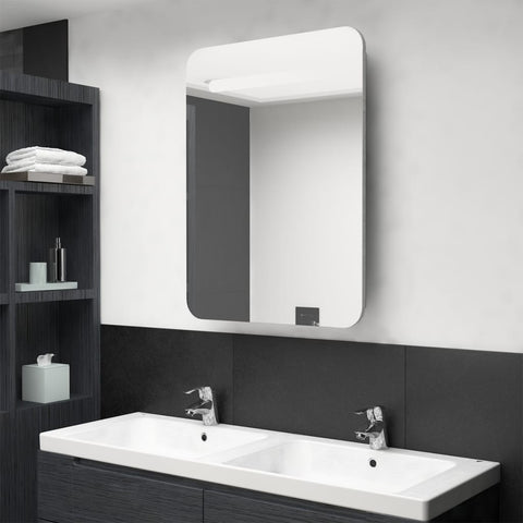 ZNTS LED Bathroom Mirror Cabinet Concrete Grey 60x11x80 cm 326502