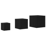 ZNTS 3 Piece Stackable Side Table Set Black Oak Engineered Wood 862676
