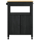 Kitchen Trolley MONZA Black 60 x 40 x 88.5 cm Solid Pine Wood 42027037
