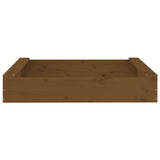 Sandbox with Seats Honey Brown Square Solid Wood Pine 825033