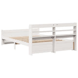 Bed Frame White Solid pine wood, Plywood 140x190 cm Bed Frame 3306755