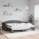 Daybed with Trundle and Mattresses Dark Grey 90x190 cm Fabric 3197260