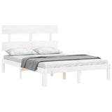 Bed Frame without Mattress White Small Double Solid Wood Pine 3193502