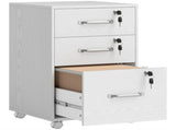Three Drawer Wood-Effect Filing Cabinet - White T3398P425021