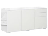 High Gloss Side Cabinet, Push-Open Design with 2 Drawers and 2 Cabinets for Living Room, 74H 117W T3398P377978