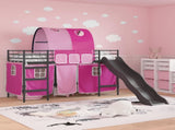 Kids'Loft Bed Frame Black and Pink 90 x 190 cm Metal 42020845