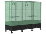 Garden Planter with Greenhouse Cover&Wheels 3 pcs Black PP 3423067