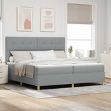 Box Spring Bed with Headboard Light grey 200 x 200 cm Fabric 3339644