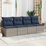 Garden Sofa with Cushion Grey 220 x 62 x 69 cm Poly Rattan 366151