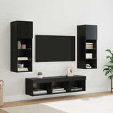 TV Wall Units Wall-mounted 5 pcs Black Oak Engineered Wood 3402925