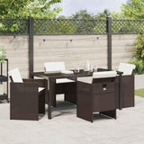 Garden Dining Set 5 pcs Brown Poly Rattan 3380603