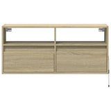 TV Wall Cabinet with LED Lights Sonoma Oak 100x31x45 cm 852336