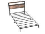 90cm190cm Single Metal Bed Frame with RGB Smart LED Lights & Storage Headboard, Heavy Duty 363kg T6135P515083