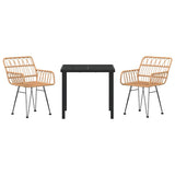 Garden Dining Set 3 pcs Brown Powder-Coated Steel 3379177