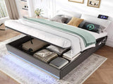5ft King Hydraulic Storage Bed, No Headboard Linen Bed Frame with APP Control LED Lights, Side N652P386118G