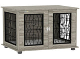 Indoor Dog Crate Furniture End Table with Soft Washable Cushion, Lockable Front Door, for Medium T3398P425263