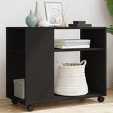 Side Table with Wheels Black 70x35x60 cm Engineered Wood 853147