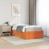 Bed with Mattress Wax Brown 100x200 cm Solid Wood Pine 3281942