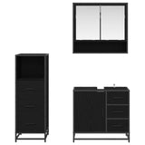 Bathroom Furniture Set 3 pcs Black Oak Engineered Wood 3402334