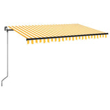 Manual Retractable Awning with LED 450x350 cm Yellow and White 3069203