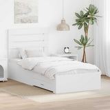 Bed Frame with Headboard White 100 x 200 cm Engineered Wood 3411675