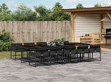 11 Piece Garden Dining Set with Cushions Black Poly Rattan 3211291