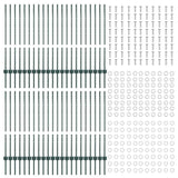 Fence Posts Height Adjustable Manual 44 pcs Green 140 cm Steel 3335919