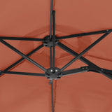 Double-Head Garden Parasol with LEDs Terracotta 316x145 cm 362974