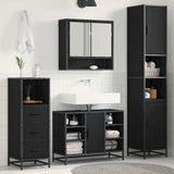 Bathroom Furniture Set 3 pcs Black Oak Engineered Wood 3402335